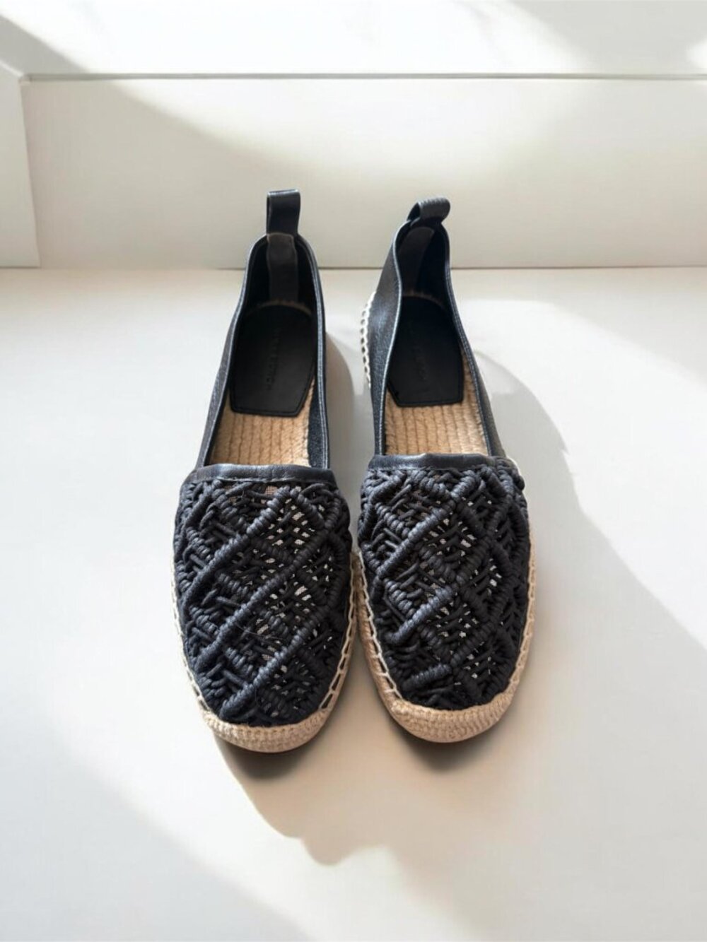 Tory Burch Black Woven Espadrille Flats